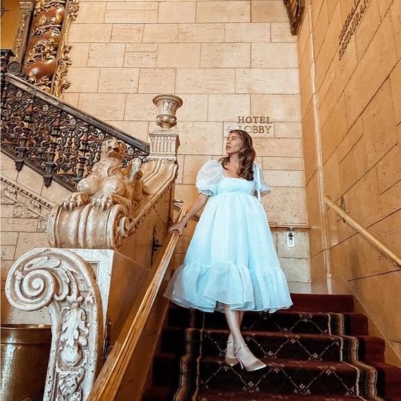 Selkie French Puff Midi Dress - Picture 1 of 11